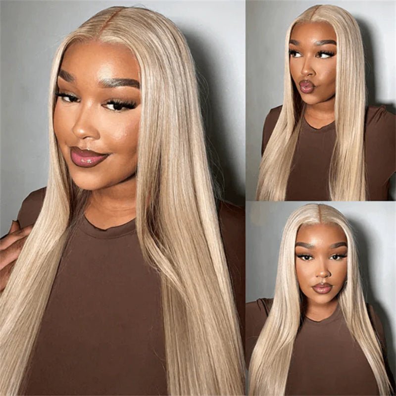 13x4 Straight Blonde Hair Wig Free Part Transparent Lace Front Wigs Ash Blonde Lace Front Wigs for Women - Perismoda Hair