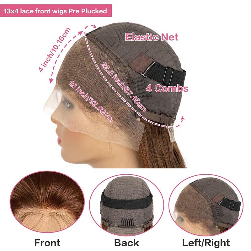13x4 Straight Wigs Chocolate Brown Transarent Lace Front Wigs For Women 180% Hair Density - Perismoda Hair