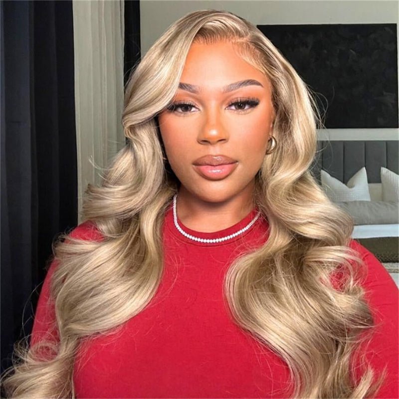 13x6 Body Wave Ash Blonde Transparent Lace Front Wig Human Hair 180%/250% Hair Density - Perismoda Hair