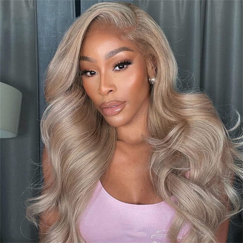 13x6 Body Wave Ash Blonde Transparent Lace Front Wig Human Hair 180%/250% Hair Density - Perismoda Hair