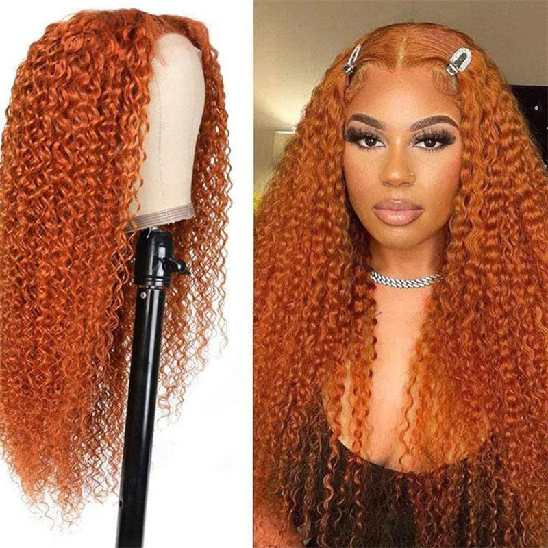 13X6 Ginger Orange Lace Front Wig Curly Wigs Human Hair Pre Plucked With Baby Hair for Women - Perismoda Hair