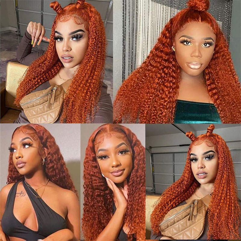 13X6 Ginger Orange Lace Front Wig Curly Wigs Human Hair Pre Plucked With Baby Hair for Women - Perismoda Hair