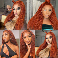 13X6 Ginger Orange Lace Front Wig Curly Wigs Human Hair Pre Plucked With Baby Hair for Women - Perismoda Hair
