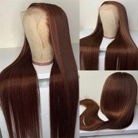 13x6 Straight Wigs Chocolate Brown Transarent Lace Front Wigs 180% Hair Density - Perismoda Hair