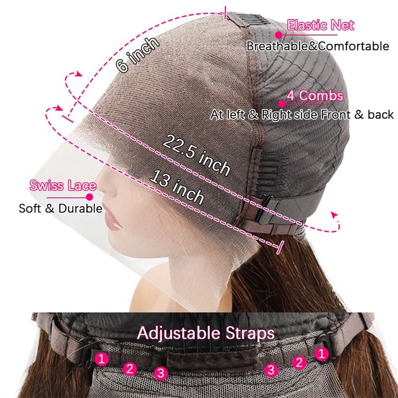 13x6 Straight Wigs Chocolate Brown Transarent Lace Front Wigs 180% Hair Density - Perismoda Hair