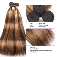 15A P4/27 Highlight Brown Straight Human Hair Unprocessed Virgin Hair Extensions - Perismoda Hair