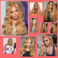 Perismoda#27 Honey Blonde Colored Human Hair 13x4  Lace Front Wigs