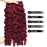 16A Burmese Curly Human Hair Bundles Burgundy 99J Virgin Hair Extensions - Perismoda Hair