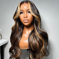 Perismoda Brown Highlight Skin 13x4 Body Wave Lace Front Wig Virgin Hair