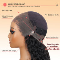 Perismoda Hair Invisible Strap 360 Lace Bleached Knot Pre-Cut Lace Deep Wave Wig