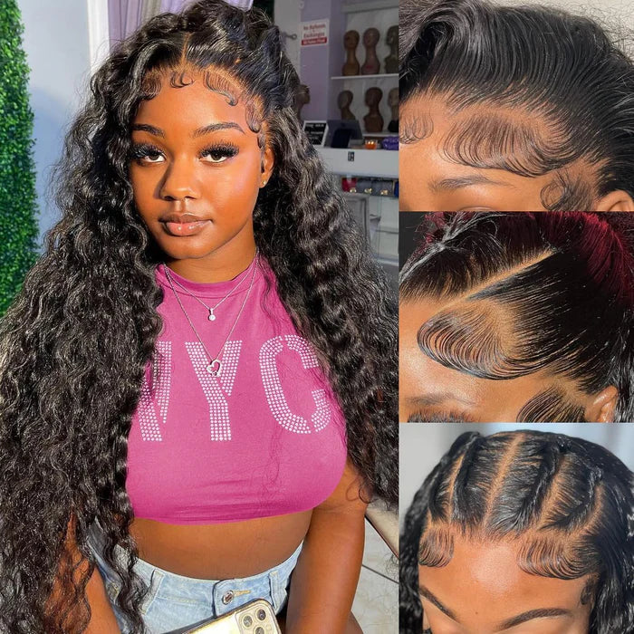 Perismoda 13X6 Deep Wave Lace Frontal Wigs Human Hair Natural Black Invisible HD Lace Wig Super Sale