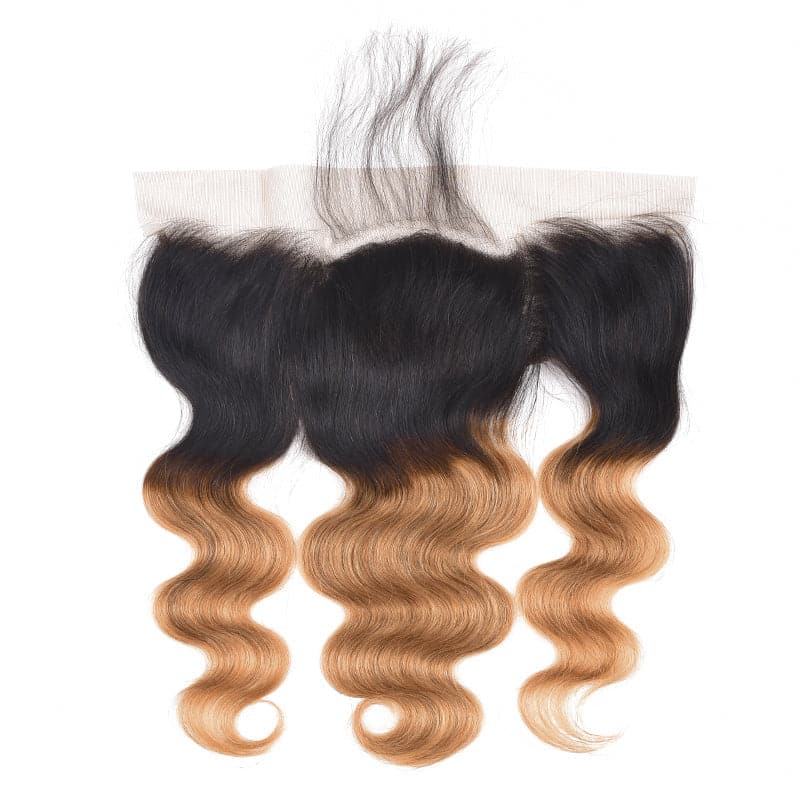 1B/27 Ombre Body Wave 3 Bundles With 13x4 Lace Frontal 100% Virgin Human Hair - Perismoda Hair