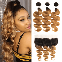 1B/27 Ombre Body Wave 3 Bundles With 13x4 Lace Frontal 100% Virgin Human Hair - Perismoda Hair