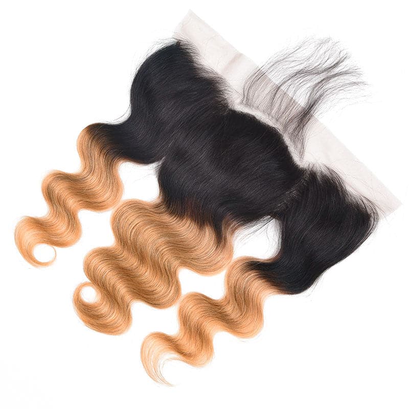 1B/27 Ombre Body Wave 3 Bundles With 13x4 Lace Frontal 100% Virgin Human Hair - Perismoda Hair