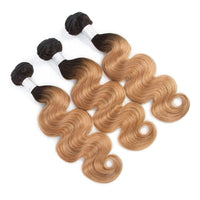 1B/27 Ombre Body Wave 3 Bundles With 13x4 Lace Frontal 100% Virgin Human Hair - Perismoda Hair