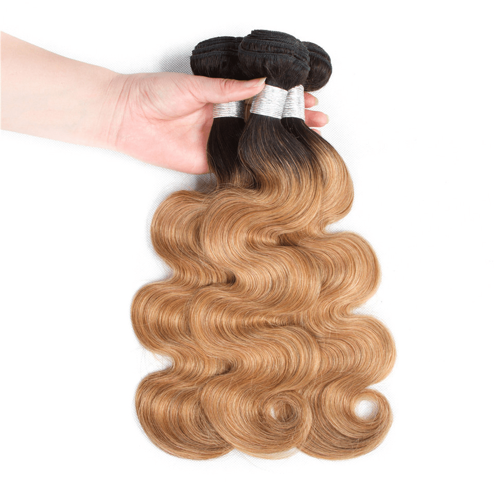 1B/27 Ombre Body Wave 4 Bundles With 4x4 Lace Closure 100% Virgin Human hair - Perismoda Hair