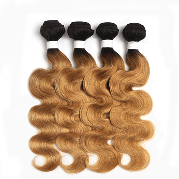 1B/27 Ombre Body Wave 4 Bundles With 4x4 Lace Closure 100% Virgin Human hair - Perismoda Hair