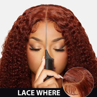 Perismoda #33 Reddish Brown Kinky Curly 7*5 Ready To Go Invisible Knot  Human Hair Wigs