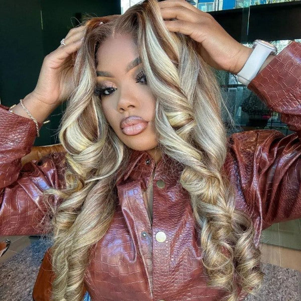 Perismoda Brown Wig With Blonde Highlights P27/613 Wig 13X4 Lace Front