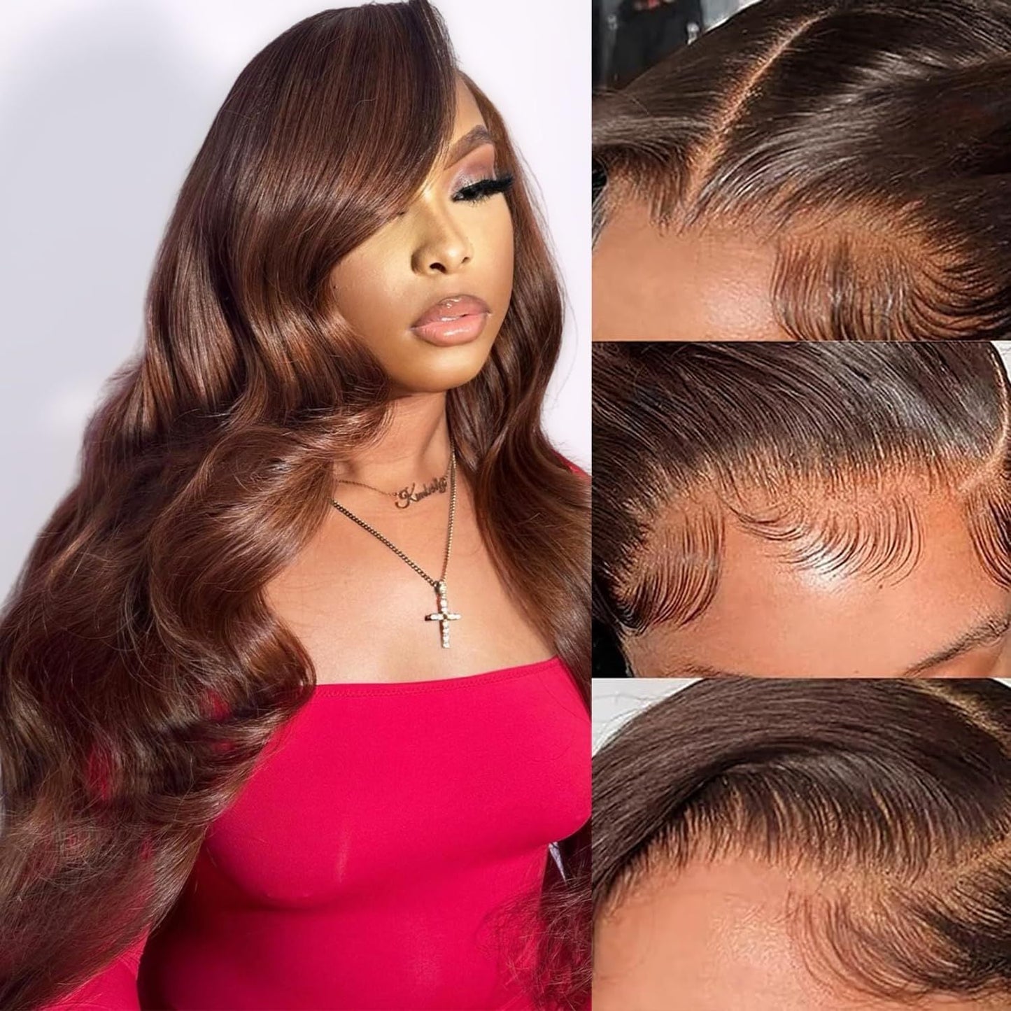 Perismoda Chocolate Brown Color Body Wave Wig 13x4 Lace Front Wig Human Hair