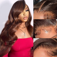 Perismoda Chocolate Brown Color Body Wave Wig 13x4 Lace Front Wig Human Hair