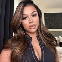 Perismoda 1B/30 Highlight Colored Body Wave 13x4 Lace Human Hair Balayaga Wigs