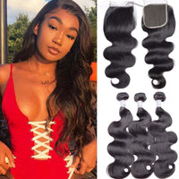 3 Bundles Brazilian Body Wave Bundles With 5x5 Lace Closure - Perismoda Hair