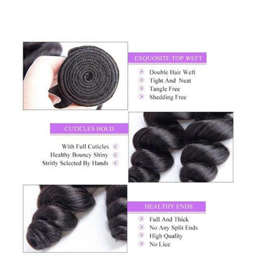 3 Bundles Indian Virgin Hair Loose Wave Bundles With 13*4 Lace Frontal - Perismoda Hair
