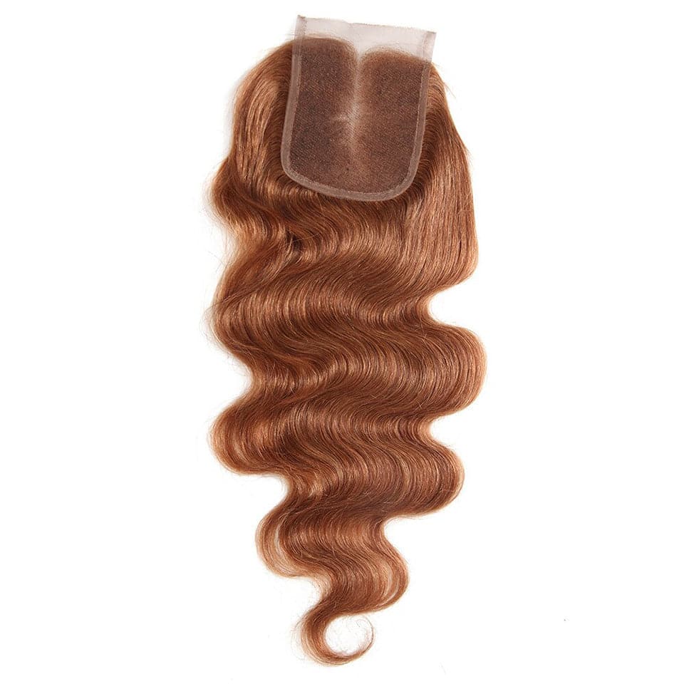 #30 Brown Body Wave 3 Bundles With Closure 4x4 pre Colored 100% Virgin human hair - Perismoda Hair