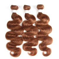 #30 Brown Body Wave 3 Bundles With Closure 4x4 pre Colored 100% Virgin human hair - Perismoda Hair