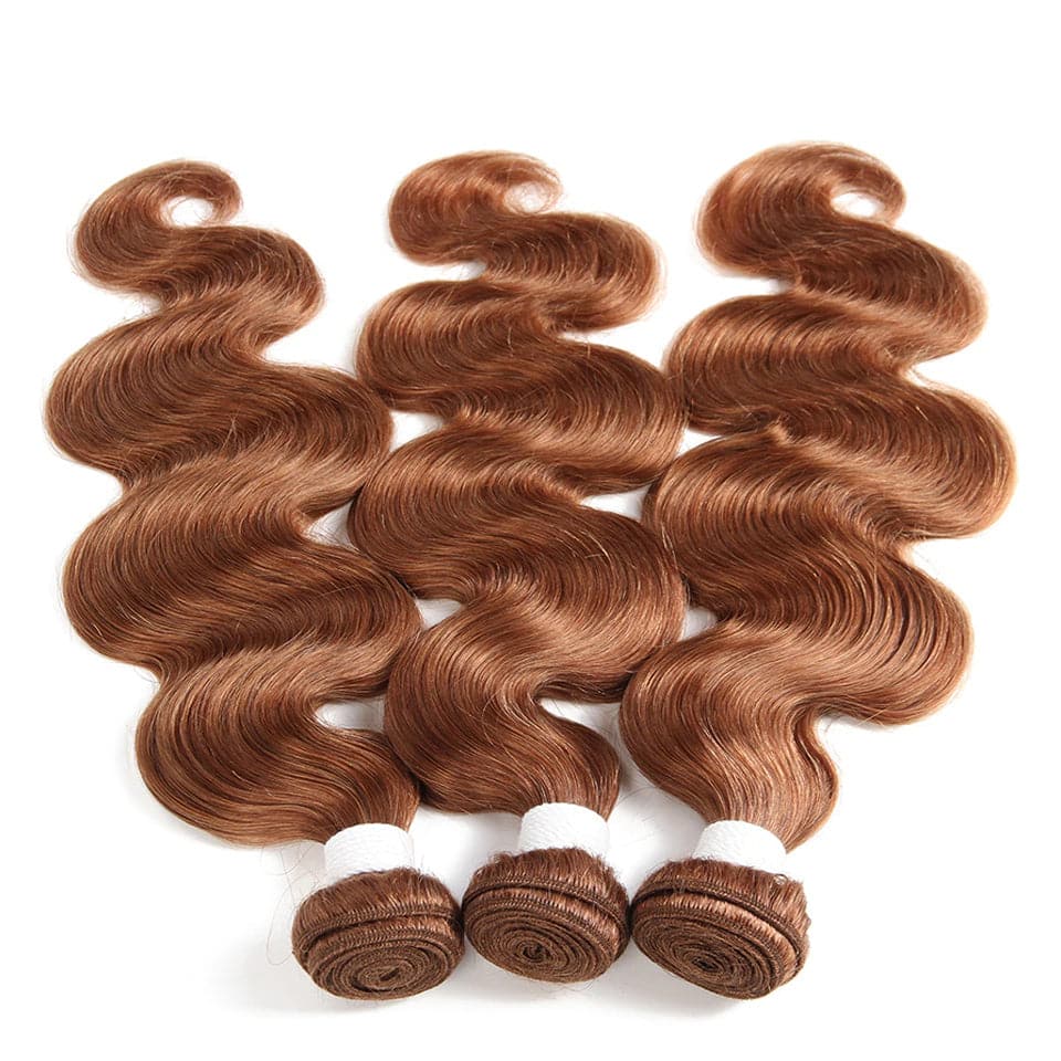 #30 Medium Auburn body wave 3 Bundles With 13x4 Lace Frontal 100% Human Hair - Perismoda Hair