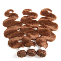 #30 Medium Auburn body wave 3 Bundles With 13x4 Lace Frontal 100% Human Hair - Perismoda Hair