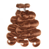 #30 Medium Auburn body wave 3 Bundles With 13x4 Lace Frontal 100% Human Hair - Perismoda Hair