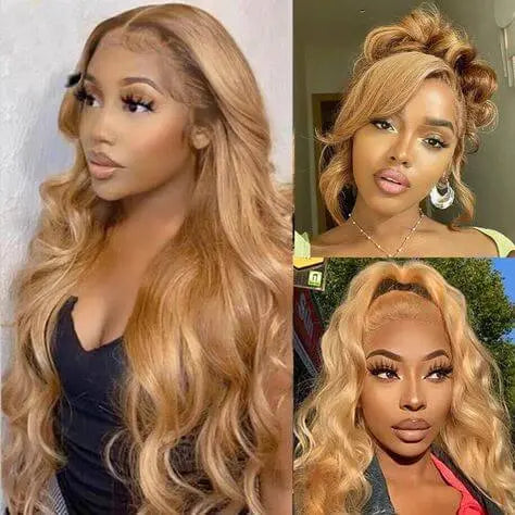 Perismoda Honey Blonde Body Wave Lace Front Wig 13X4 HD Lace Human Hair