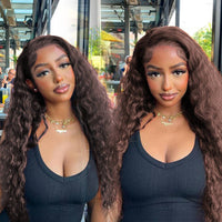 Perismoda #4 Dark Brown Wig 13x4 Transparent Lace Front Wig Deep Curly
