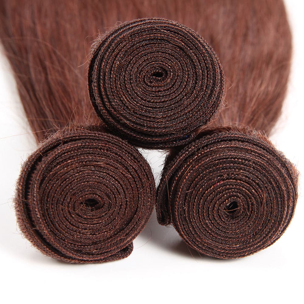 #33 Dark Auburn 3 Bundles With Closure 4x4 pre - Colored 100% virgin human hair - Perismoda Hair