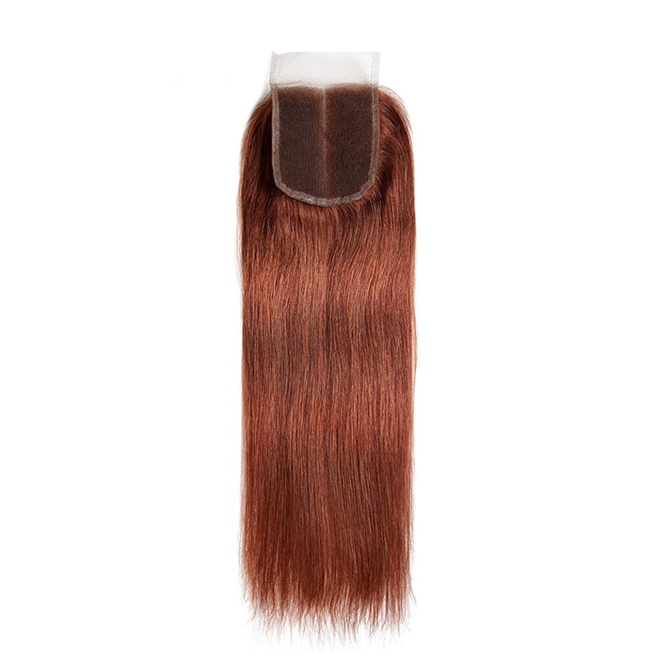 #33 Dark Auburn 3 Bundles With Closure 4x4 pre - Colored 100% virgin human hair - Perismoda Hair