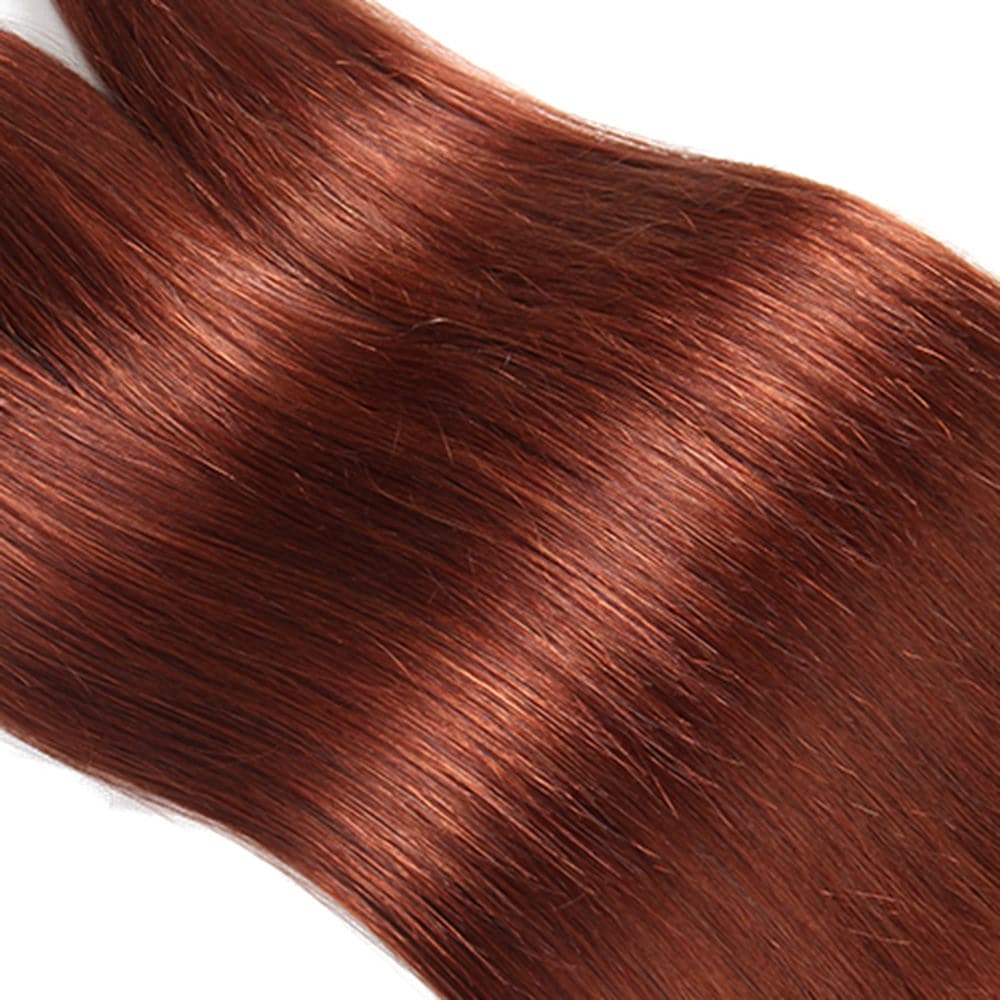 #33 Dark Auburn 3 Bundles With Closure 4x4 pre - Colored 100% virgin human hair - Perismoda Hair