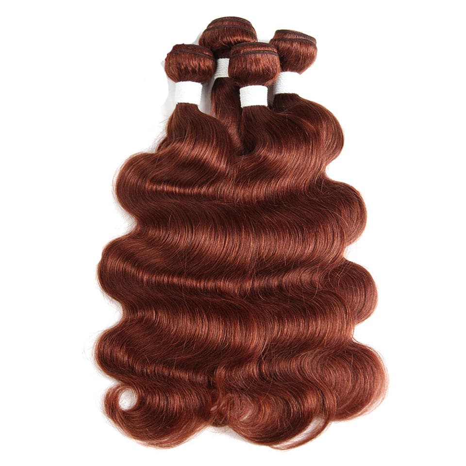 #33 Dark Auburn body wave 3 Bundles With 13x4 Lace Frontal 100% Human Hair - Perismoda Hair