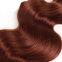 #33 Dark Auburn body wave 3 Bundles With 13x4 Lace Frontal 100% Human Hair - Perismoda Hair