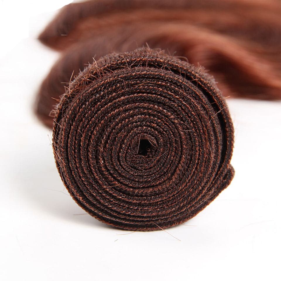 #33 Dark Auburn body wave 3 Bundles With 13x4 Lace Frontal 100% Human Hair - Perismoda Hair
