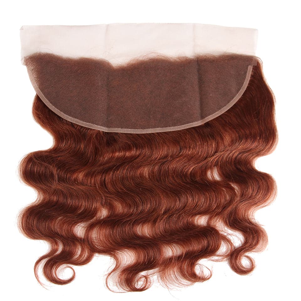 #33 Dark Auburn body wave 3 Bundles With 13x4 Lace Frontal 100% Human Hair - Perismoda Hair