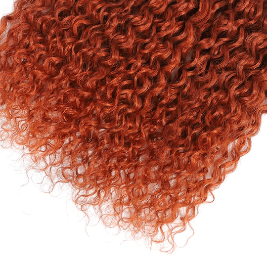 #350 Copper Red Water Wave 4 Bundles With 4X4 Lace Closure 100% Human Hair - Perismoda Hair