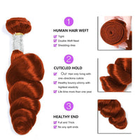 #350 Ginger Orange Loose Wave 4 Bundles With 4X4 Lace Closure 100% Remy Human Hair - Perismoda Hair