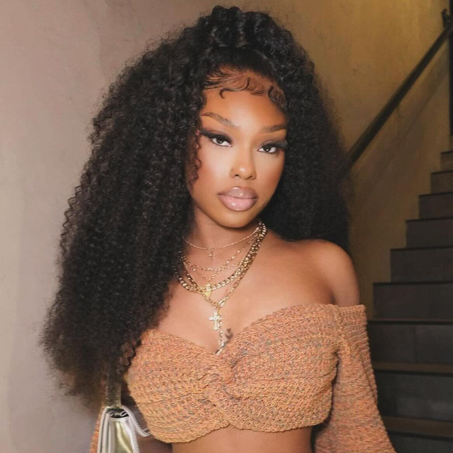 Perismoda 3 In 1 Half Wig Afro Kinky Curl Wear & Go Drawsting Wig No Glue Need Flip Over Half Clip In Wig