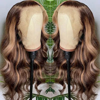 Perismoda Highlight Brown and blonde hair 13x6 Body Wave Lace Frontal