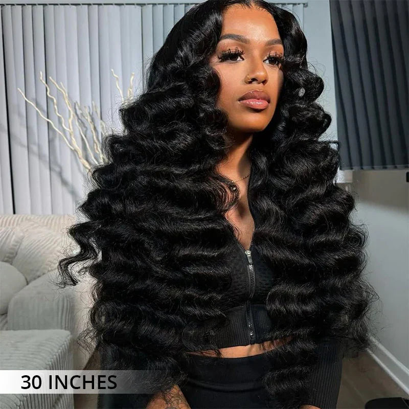 Perismoda 300% Density Luxury Bouncy Wavy Virgin Human Hair Transparent Lace Front Wig Pre-Plucked Hairline
