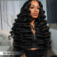 Perismoda 300% Density Bouncy Wave Glueless Lace Front Wigs loose wave Virgin Human Hair 13x4/7x5/4x4 Optional