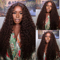 Perismoda #4 Dark Brown Wig 13x4 Transparent Lace Front Wig Deep Curly