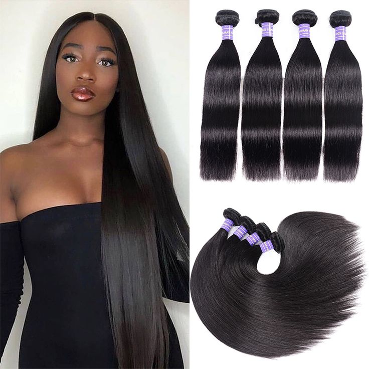 4 Bundles Brazilian Straight Hair Weave with 13x4 Lace Frontal - Perismoda Hair